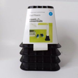 Bed Risers 4 Pack Black Plastic  3190